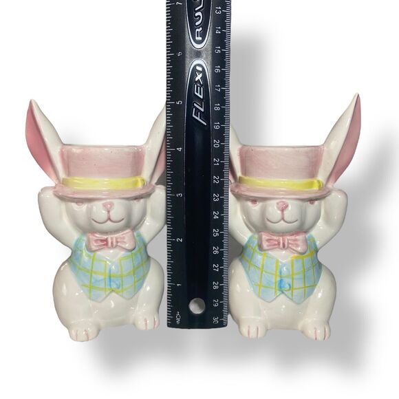 Midwest Lot of 2 Easter Bunny Rabbit Egg Cups Holders Vintage Ceramic Figurines - Picture 6 of 10